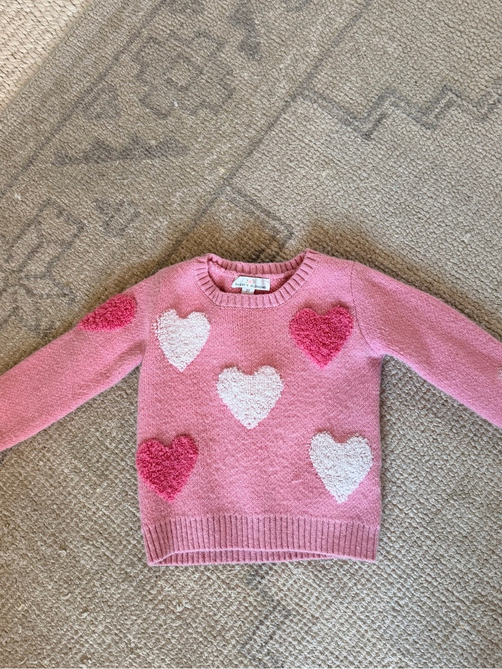 Bailey’s Blossoms Pink Heart Pattern Sweater